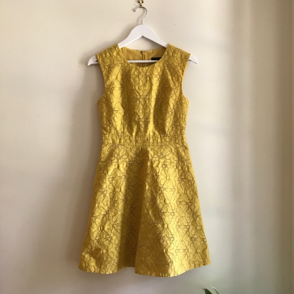 Canary-yellow J. Crew sleeveless dress.